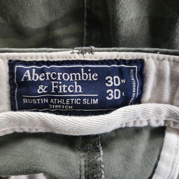 Abercrombie & Fitch Camo Pants Mens 30x30 Rustin Athletic Slim Green Zip Leg - Picture 5 of 12